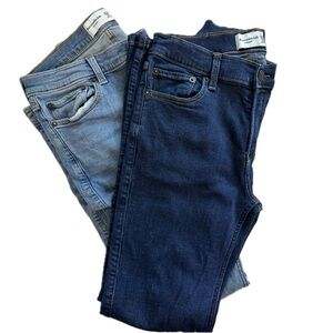 Lot 2 Abercrombie Junior Size 13/14 LONG Straight Cut Jeans Adjustable Waist